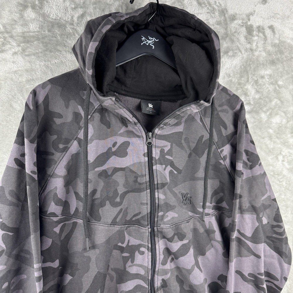 YoungLa Black Camo Full Zip Hoodie Mens Large Utility Outdoor Gym Performance